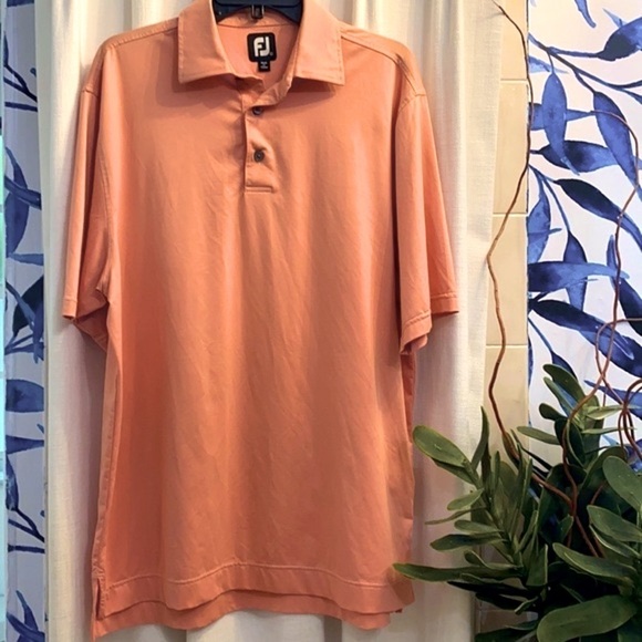 Men’s Orange and White Striped Polyester & Spandex FootJoy Golf Polo Size Large - Picture 1 of 8